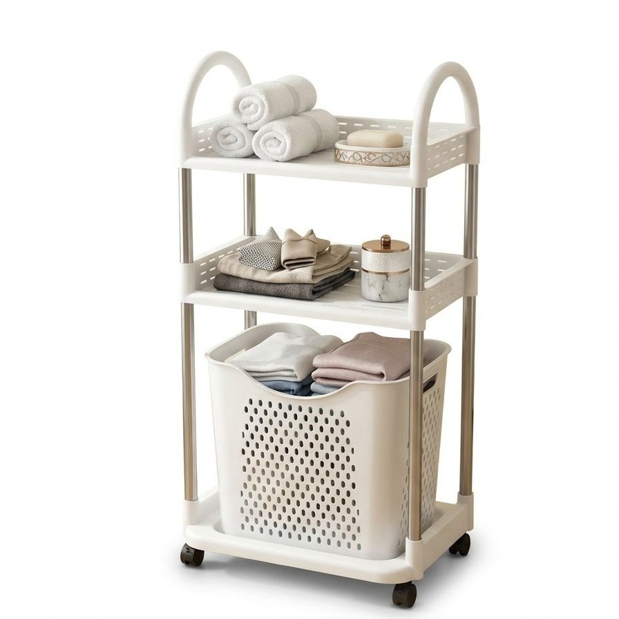 Organizador metálico multiusos con cesta